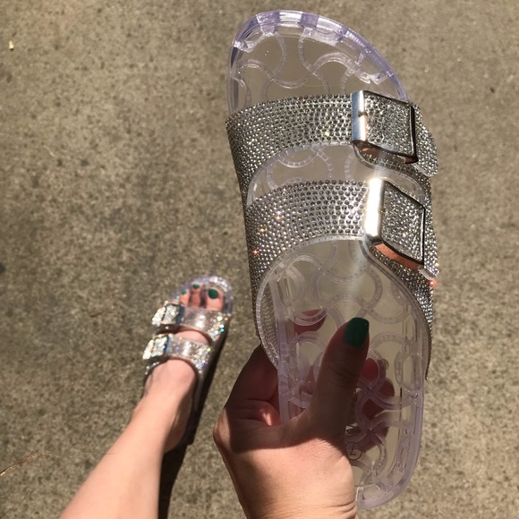 Rhinestone Clear Jelly Footbed Sandals - Picture 9 of 16